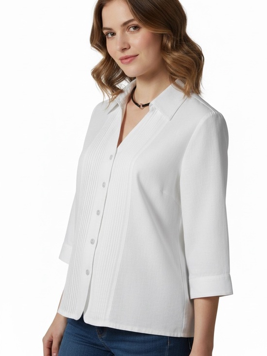 Richard Malcolm Tops - 100% Organic Linen Coastal Grandma Pintuck Blouse Button Front Size PS